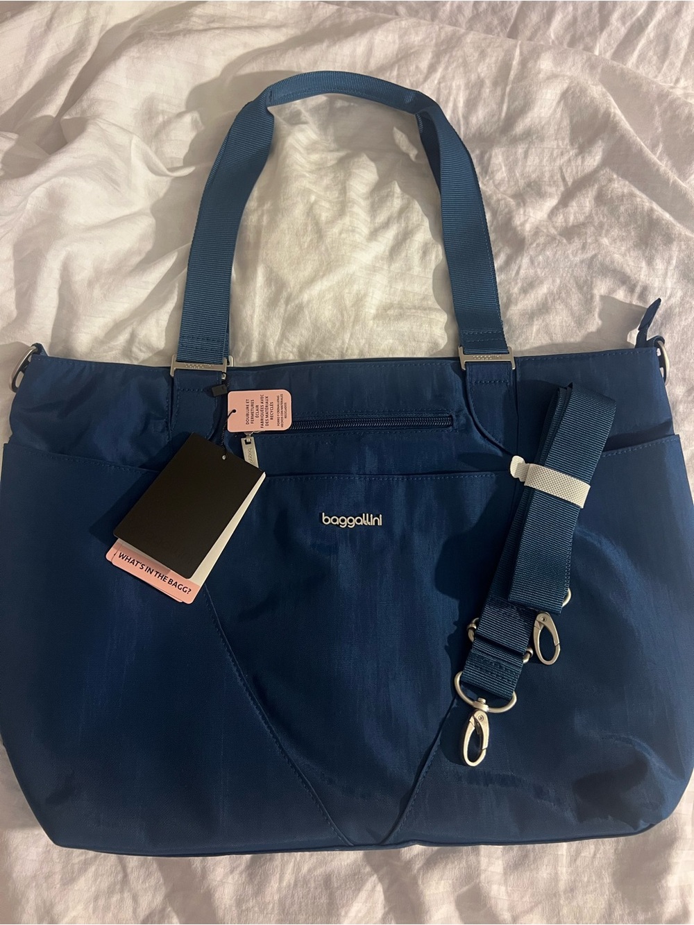 Baggallini Blue Avenue Laptop Tote Bag with Adjustable Strap